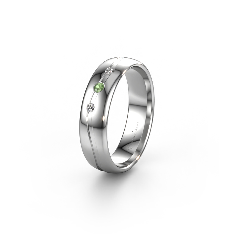Image de Bague d'amitié WH0907L35X 950 platine ±5x1.4 mm Vert tourmaline