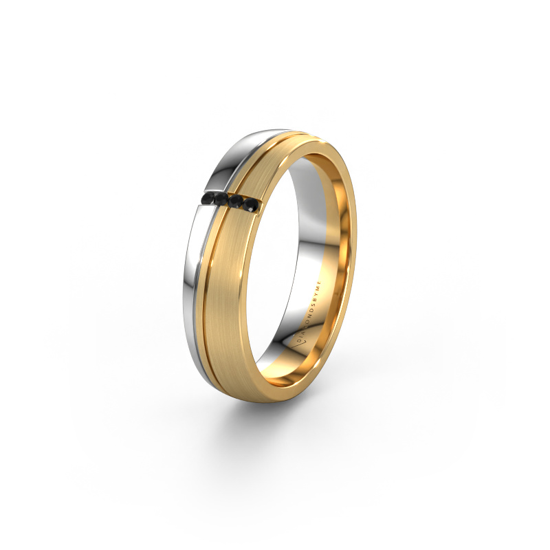 Image de Bague de mariage WH0909L25X 585 or jaune ±5x1.5 mm Diamant noir