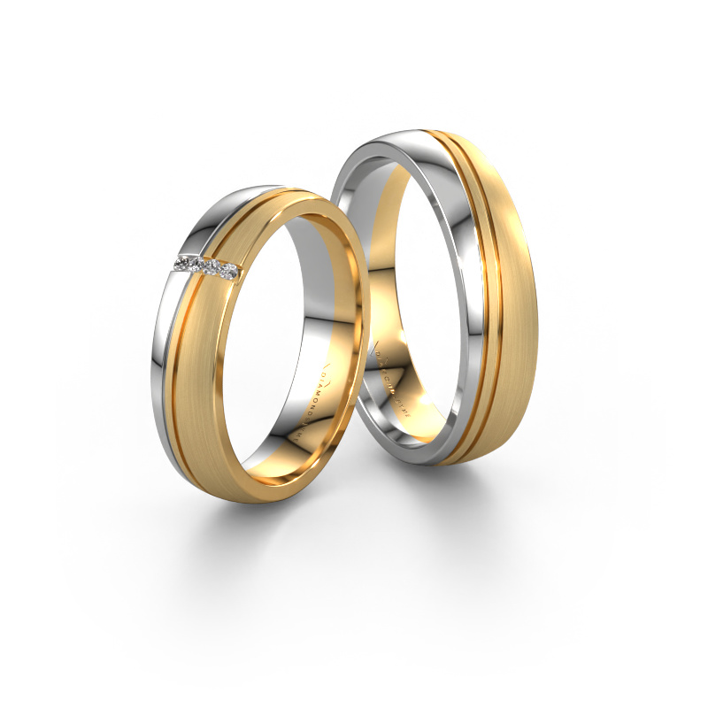 Bild von Freundschaftsringe set WH0909LM25XPM ±5x1.5 mm 14 Karat Gold Diamant 0.008 crt