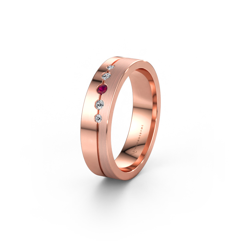 Bild av Vigselring WH0924L15APM 585 roséguld ±5 x 1,7 mm Rodolit