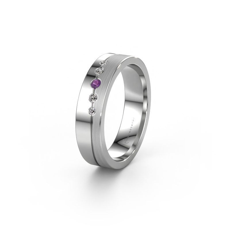 Image of Wedding ring WH0924L15APM 585 white gold ±0.20x0.07 in Amethyst