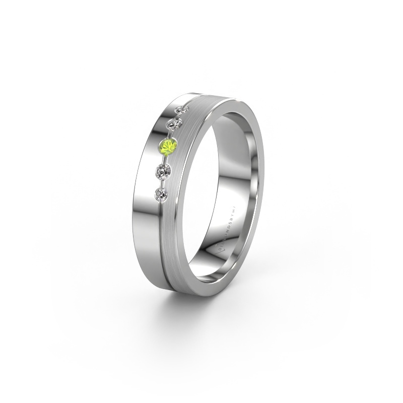 Image of Wedding ring WH0924L15APM 585 white gold ±0.20x0.07 in Peridot