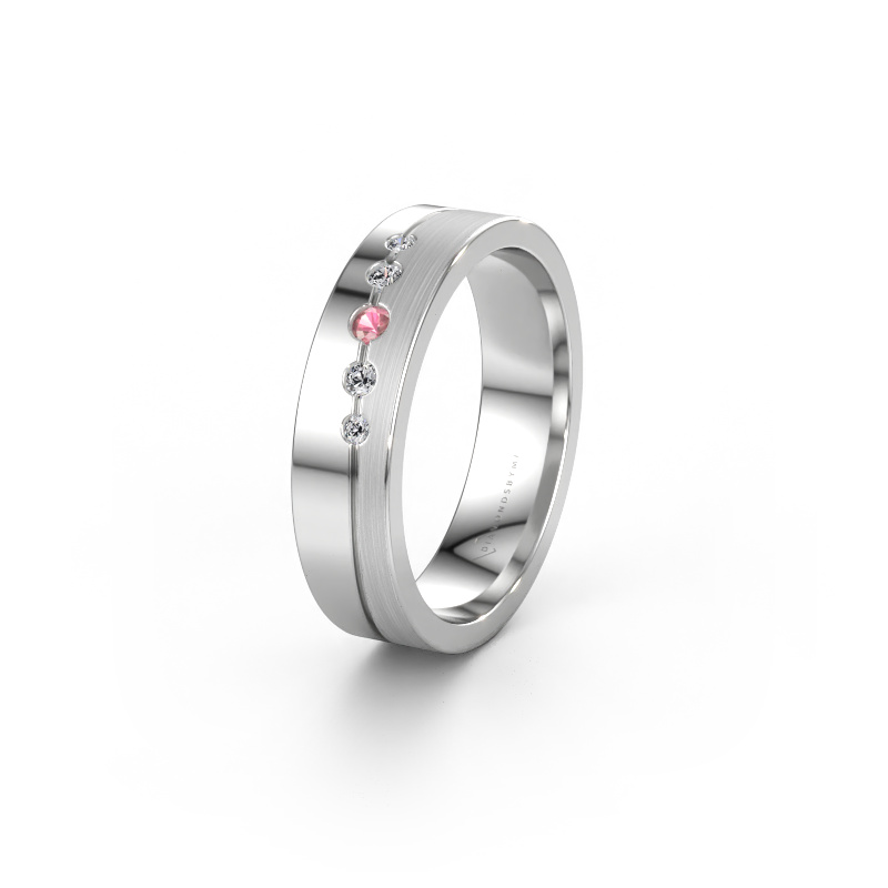 Immagine di Fede nuziale WH0924L15APM 950 platino ±5 x 1,7 mm Tormalina rosa