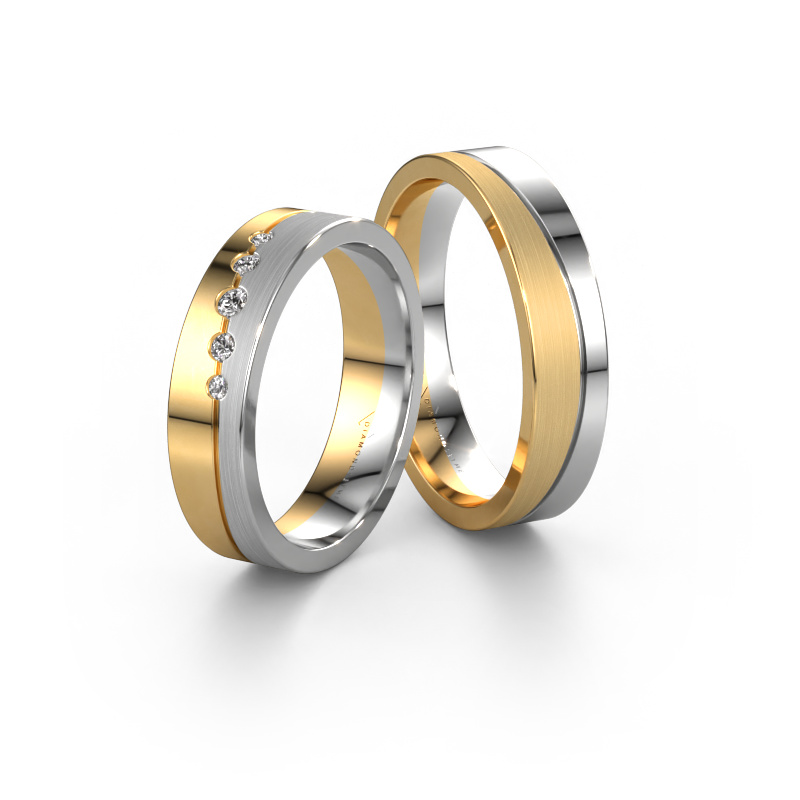 Image of Wedding rings set WH0924LM15APM ±5x1.7 mm 14 Carat gold Diamond 0.03 crt