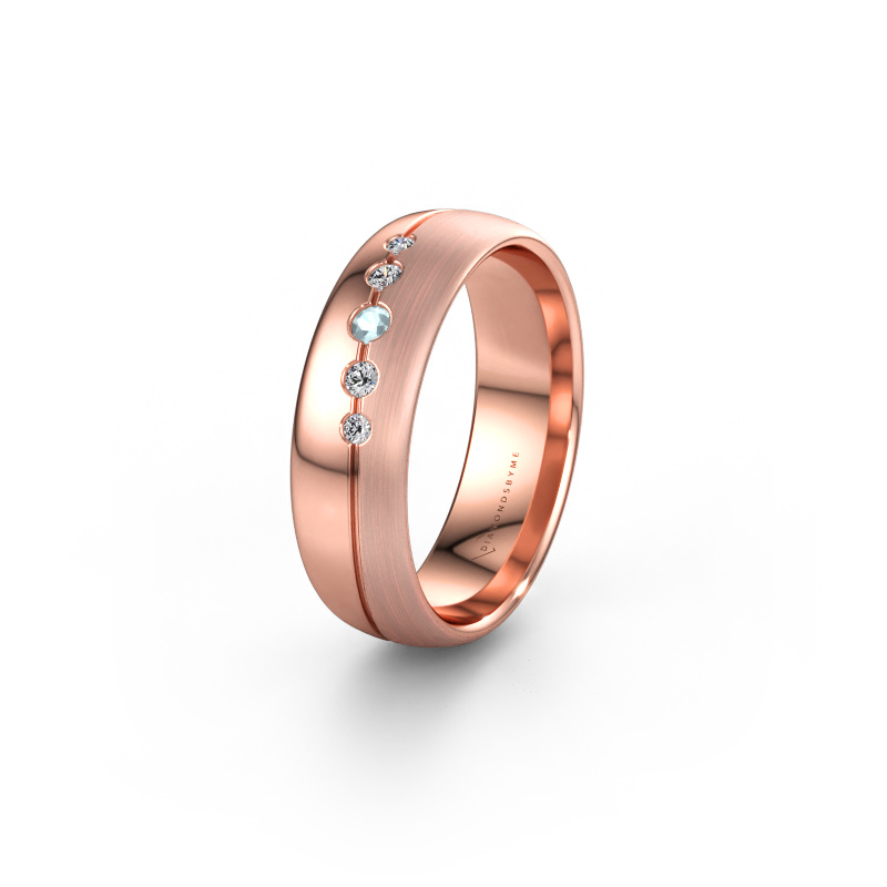 Immagine di Fede nuziale WH0925L36APM 585 oro rosa ±6 x 1,7 mm Acquamarina