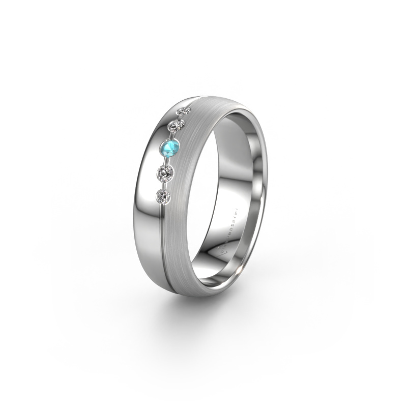 Image of Wedding ring WH0925L36APM 585 white gold ±0.24x0.07 in Blue topaz