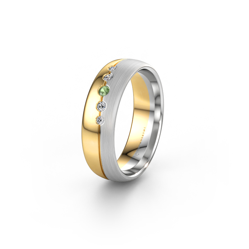 Immagine di Fede nuziale WH0925L36APM 585 oro ±6 x 1,7 mm Tormalina verde