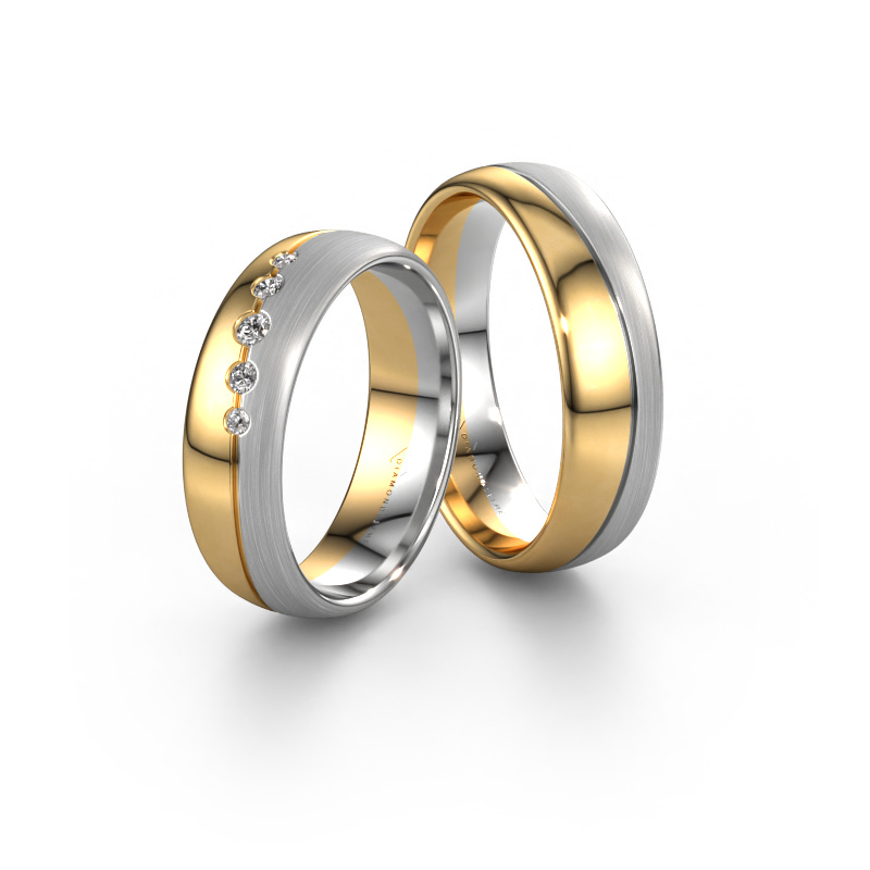 Bild von Trauringe set WH0925LM36APM ±6x1.7 mm 14 Karat Gold Diamant 0.03 crt