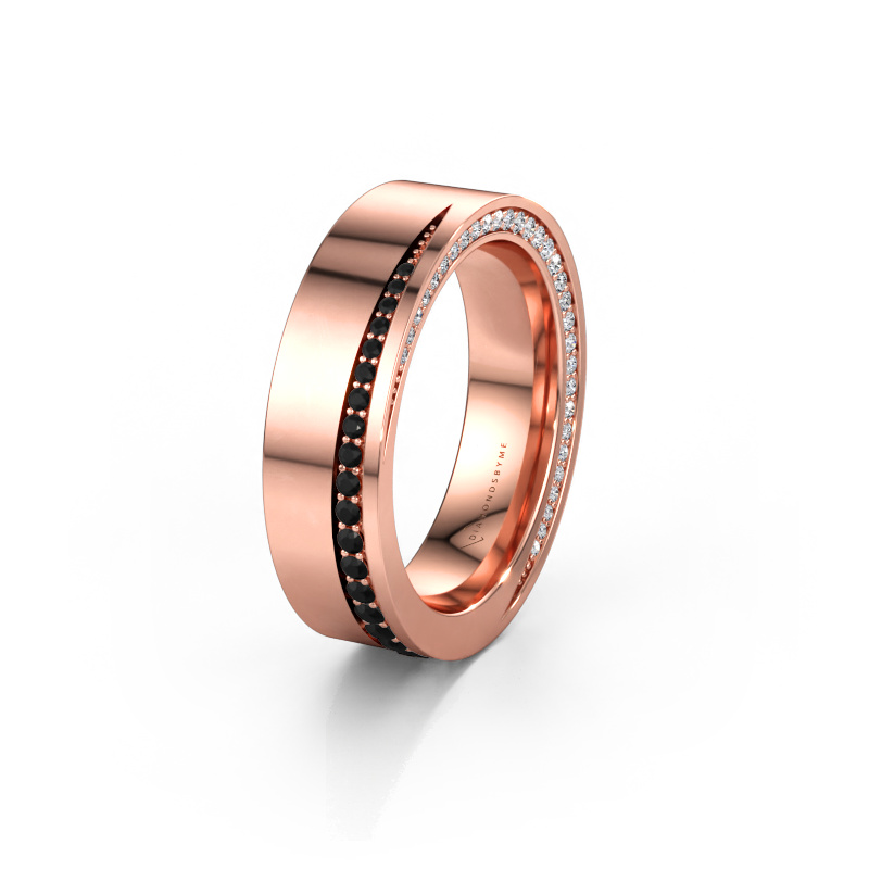 Immagine di Fede nuziale WH1002L15DP 585 oro rosa ±6 x 2,3 mm Diamante nero