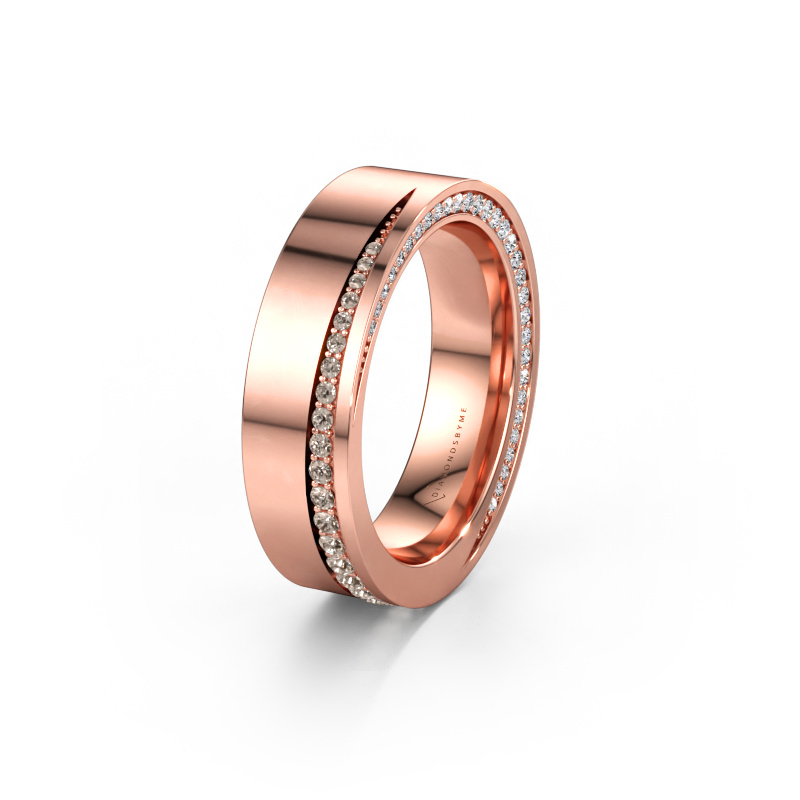 Bild av Vigselring WH1002L15DP 585 roséguld ±6 x 2,3 mm Brun diamant