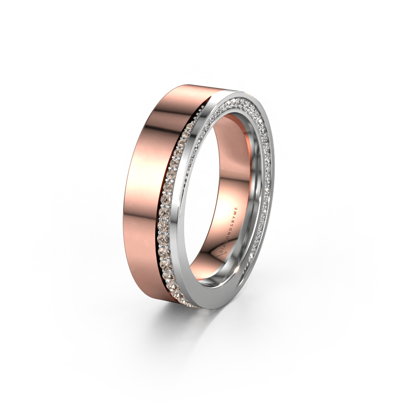 Image of Wedding ring WH1002L15DP 585 rose gold ±0.24x0.09in Brown diamond