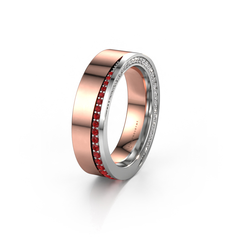 Image of Wedding ring WH1002L15DP 585 rose gold ±0.24x0.09in Ruby