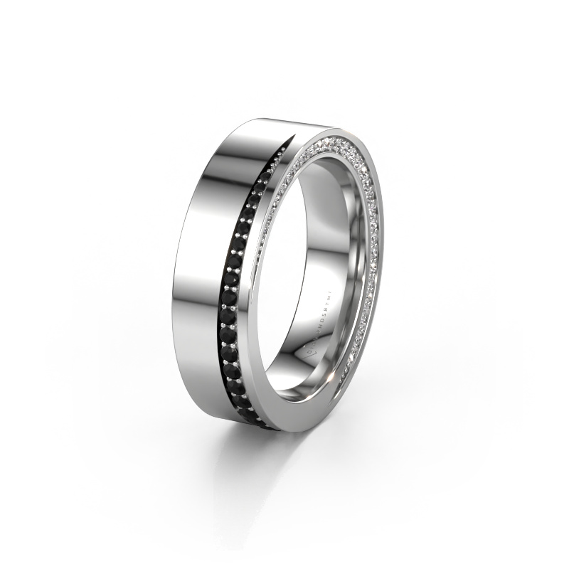 Image of Wedding ring WH1002L15DP 585 white gold ±6x2.3 mm Black diamond