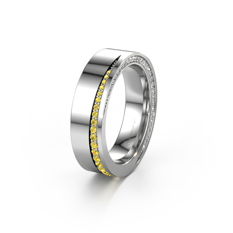 Image of Wedding ring WH1002L15DP 585 white gold ±0.24x0.09in Yellow sapphire