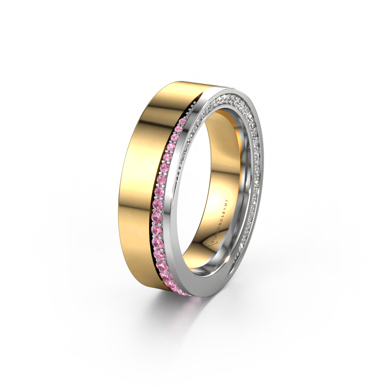 Image of Wedding ring WH1002L15DP 585 gold ±0.24x0.09in Pink sapphire