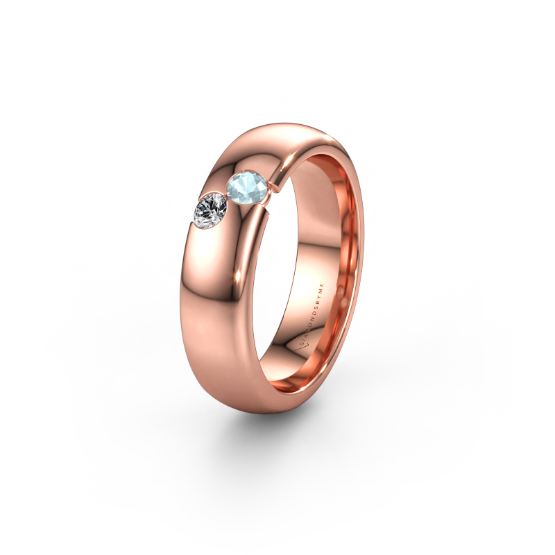 Bild av Vigselring WH1003L26C 585 roséguld ±6 x 2,2 mm Akvamarin
