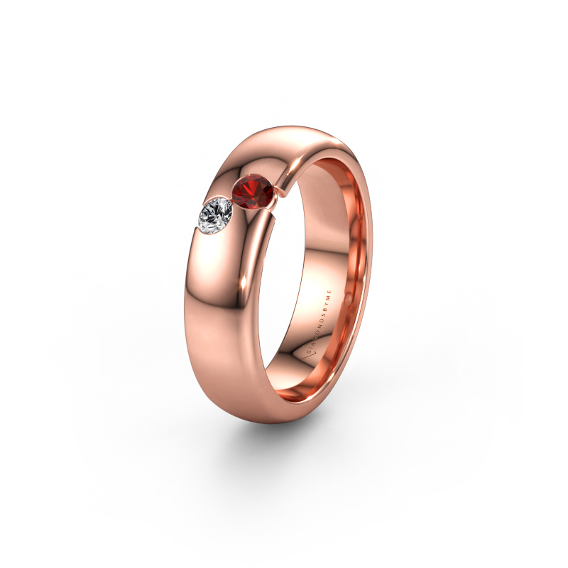 Bild av Vigselring WH1003L26C 585 roséguld ±6 x 2,2 mm Granat