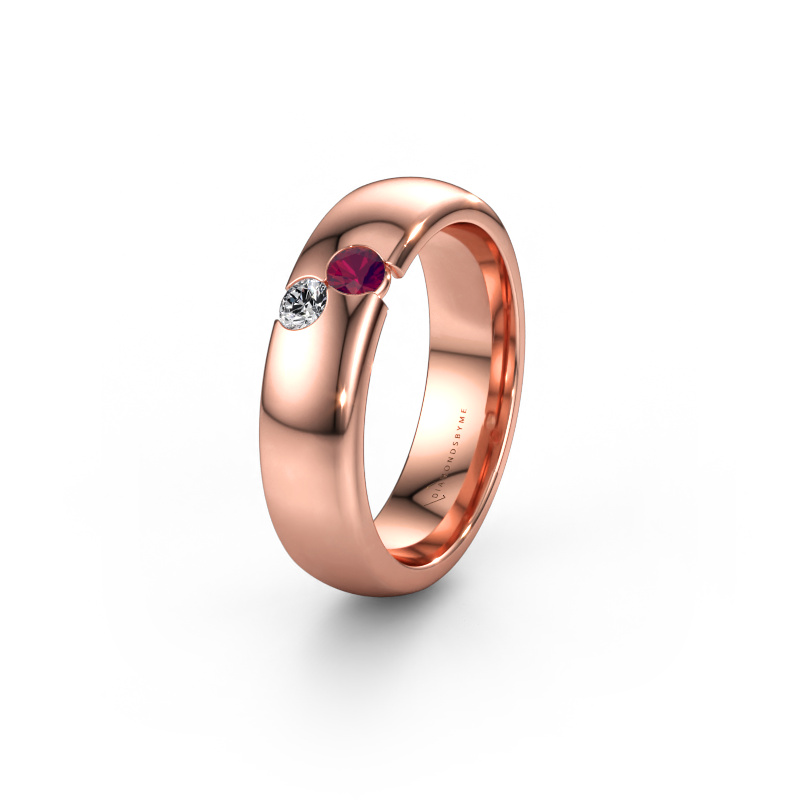Immagine di Fede nuziale WH1003L26C 585 oro rosa ±6 x 2,2 mm Rodolite
