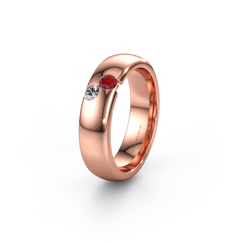 Bild av Vigselring WH1003L26C 585 roséguld ±6 x 2,2 mm Rubin