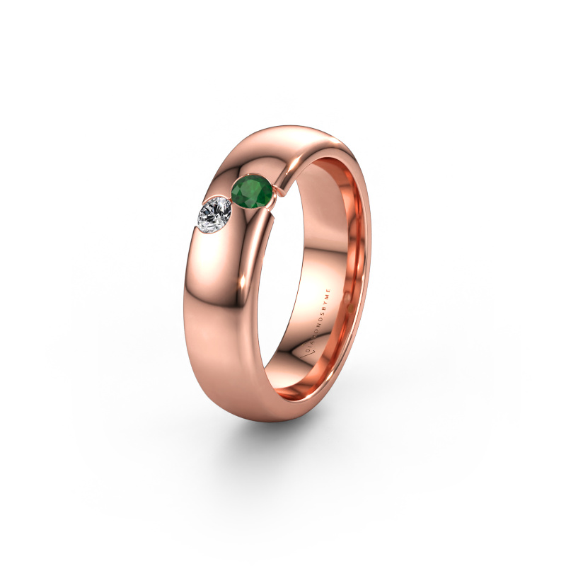 Bild av Vigselring WH1003L26C 585 roséguld ±6 x 2,2 mm Smaragd