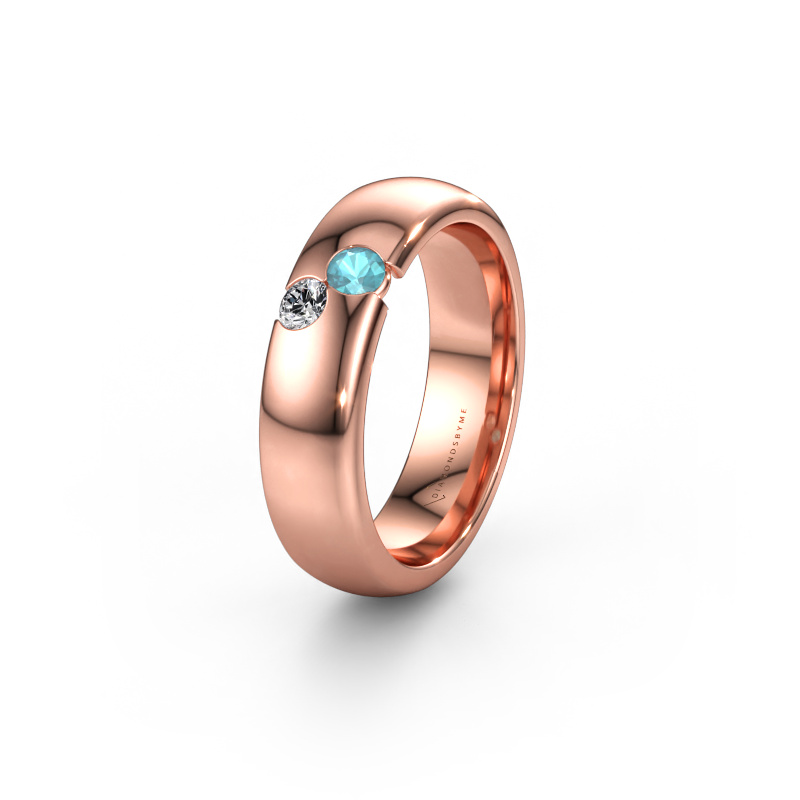 Bild av Vigselring WH1003L26C 585 roséguld ±6 x 2,2 mm Blå topas