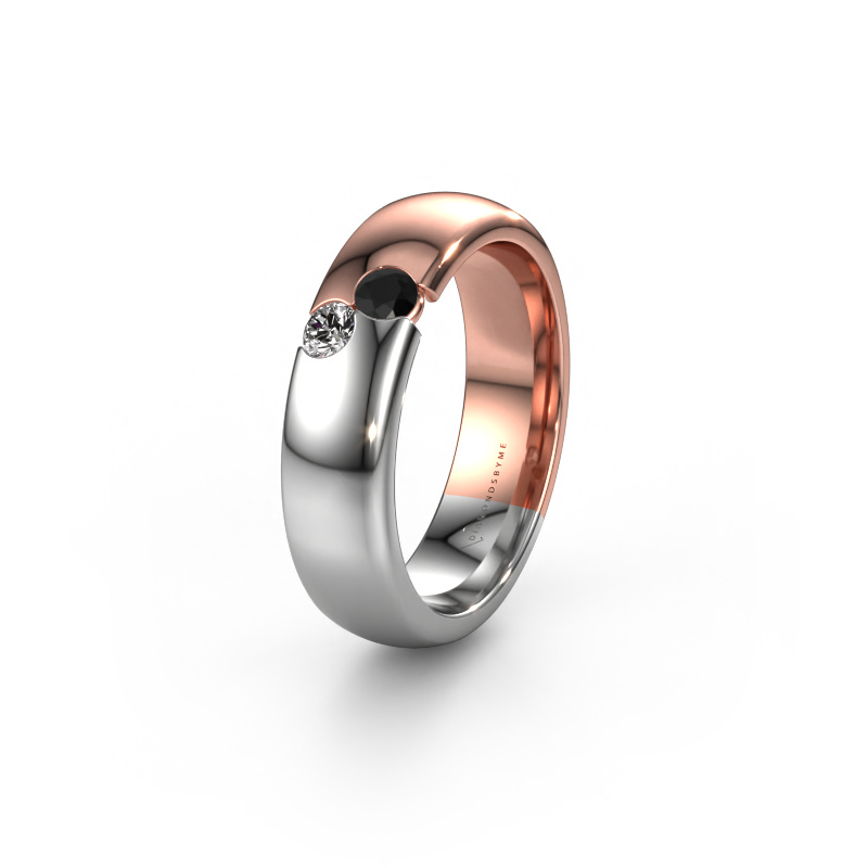Image of Wedding ring WH1003L26C 585 rose gold ±0.24x0.09in Black diamond