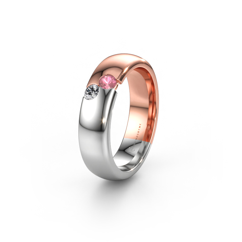 Afbeelding van Trouwring WH1003L26C 585 rosé goud ±6 x 2,2 mm Toermalijn pink