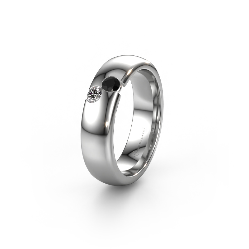 Image of Wedding ring WH1003L26C 950 platinum ±0.24x0.09in Black diamond
