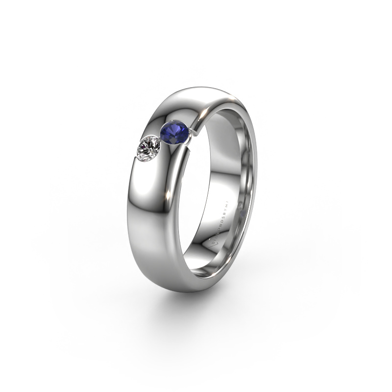 Image of Wedding ring WH1003L26C 585 white gold ±0.24x0.09in Sapphire