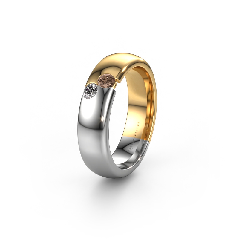Image of Wedding ring WH1003L26C 585 gold ±0.24x0.09in Brown diamond