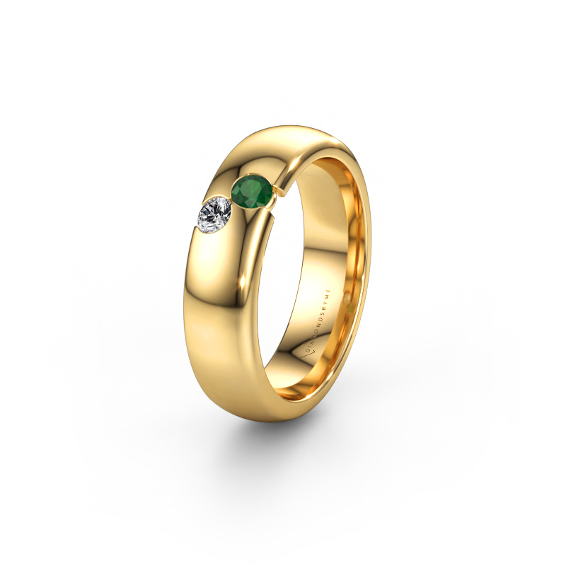 Immagine di Fede nuziale WH1003L26C 585 oro ±6 x 2,2 mm Smeraldo