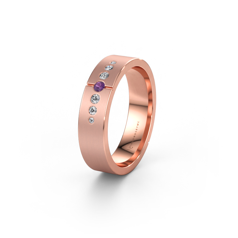 Bild av Vigselring WH1101L15SAM 585 roséguld ±5 x 1,7 mm Ametist