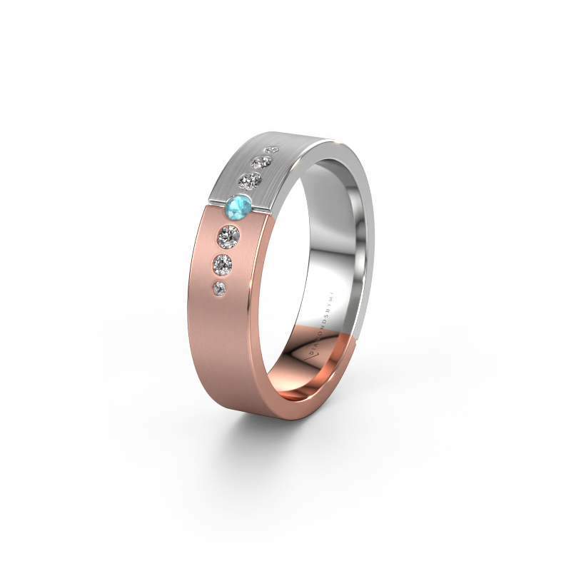 Image of Wedding ring WH1101L15SAM 585 rose gold ±0.20x0.07 in Blue topaz