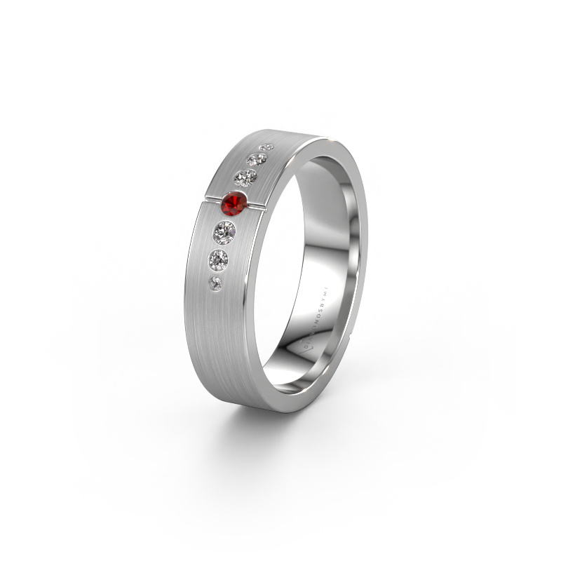 Image of Wedding ring WH1101L15SAM 950 platinum ±5x1.7 mm Garnet