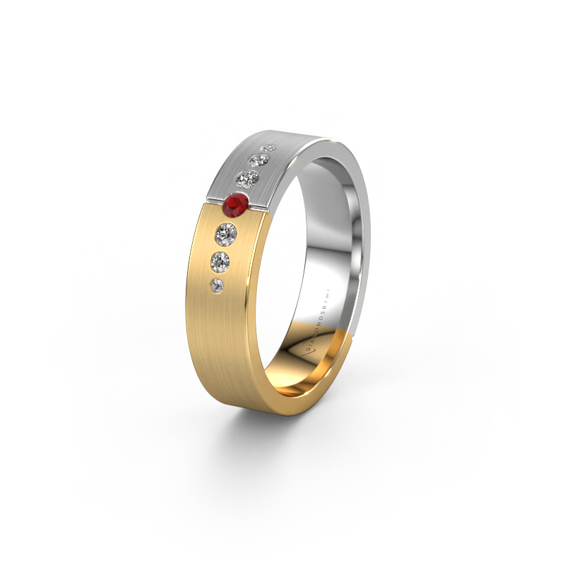 Image of Wedding ring WH1101L15SAM 585 gold ±5x1.7 mm Ruby