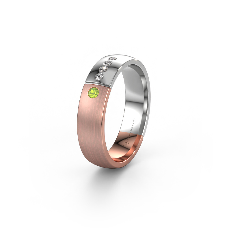 Image of Wedding ring WH1101L25SAMP 585 rose gold ±5x1.7 mm Peridot