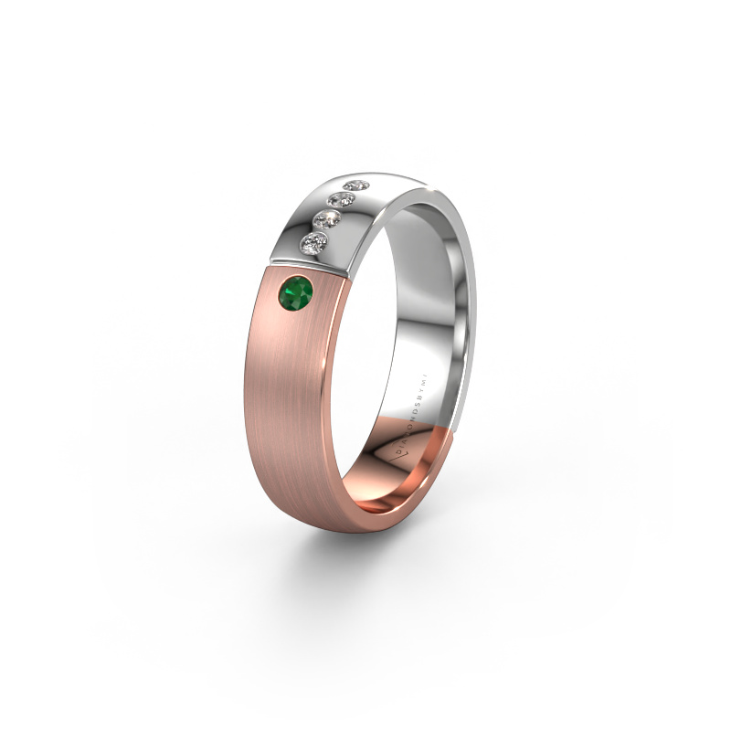 Image of Wedding ring WH1101L25SAMP 585 rose gold ±5x1.7 mm Emerald