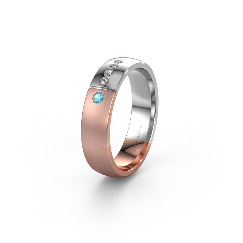 Image of Wedding ring WH1101L25SAMP 585 rose gold ±0.20x0.07 in Blue topaz