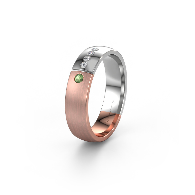 Image of Wedding ring WH1101L25SAMP 585 rose gold ±5x1.7 mm Tourmaline green