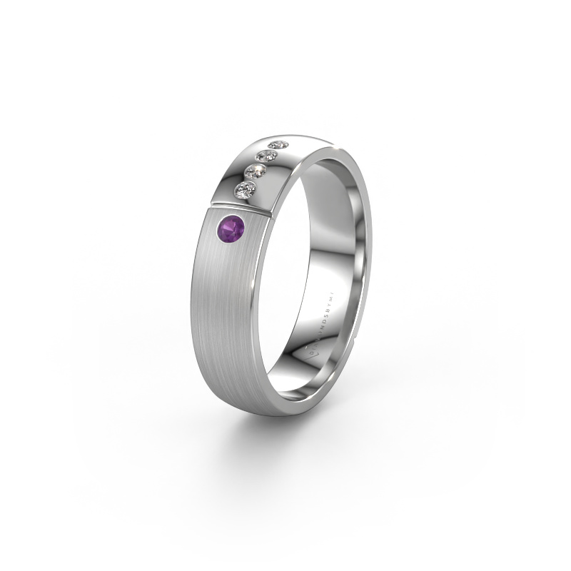 Image of Wedding ring WH1101L25SAMP 585 white gold ±5x1.7 mm Amethyst