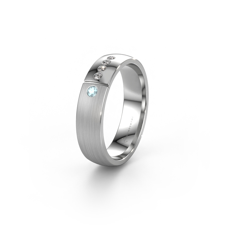 Image of Wedding ring WH1101L25SAMP 585 white gold ±0.20x0.07 in Aquamarine