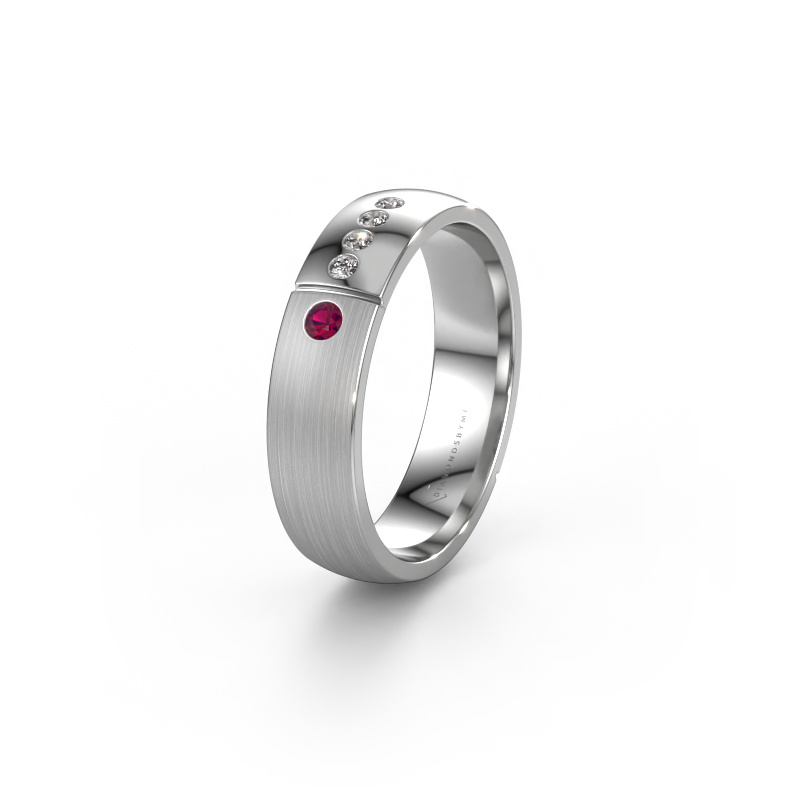 Image of Wedding ring WH1101L25SAMP 585 white gold ±0.20x0.07 in Rhodolite