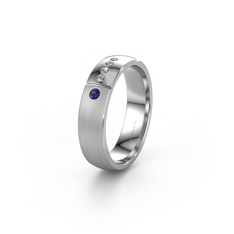 Image of Wedding ring WH1101L25SAMP 585 white gold ±5x1.7 mm Sapphire