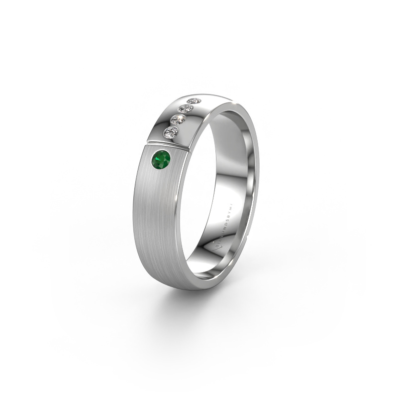 Image of Wedding ring WH1101L25SAMP 950 platinum ±0.20x0.07 in Emerald