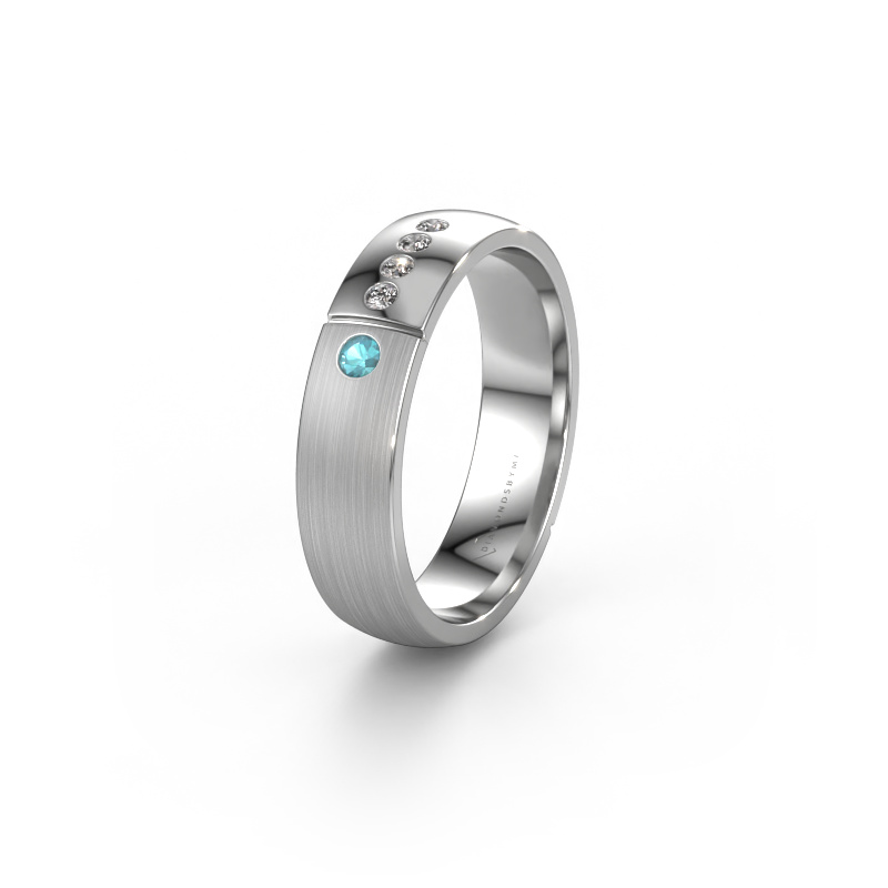 Image of Wedding ring WH1101L25SAMP 950 platinum ±0.20x0.07 in Blue topaz