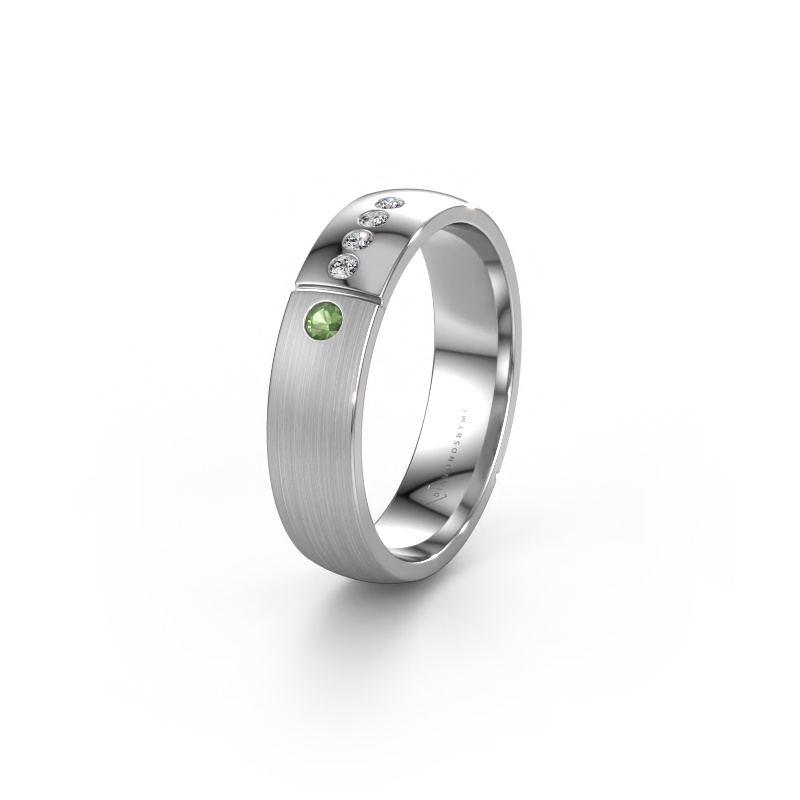 Image of Wedding ring WH1101L25SAMP 950 platinum ±5x1.7 mm Tourmaline green