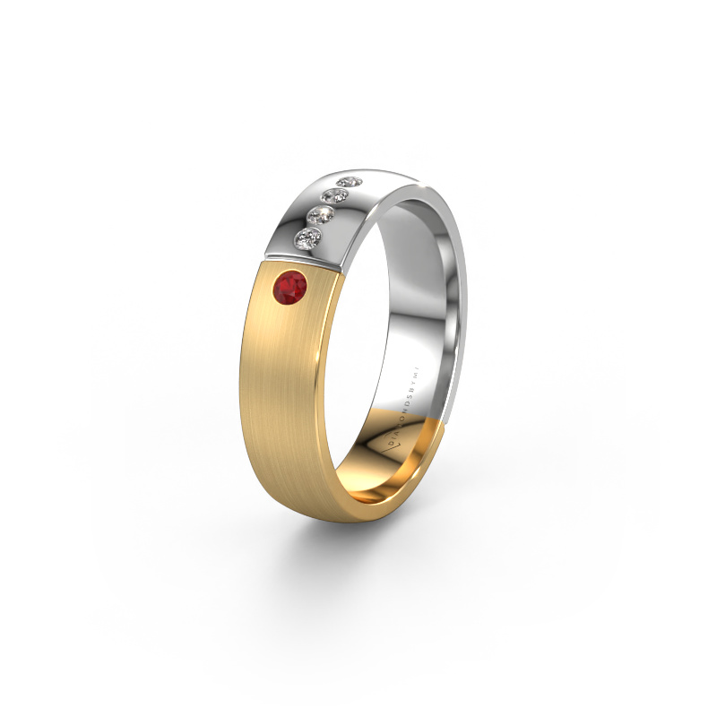 Image of Wedding ring WH1101L25SAMP 585 gold ±5x1.7 mm Ruby