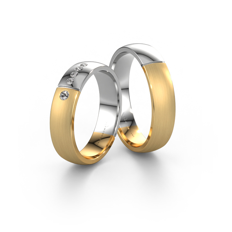 Image of Wedding rings set WH1101LM25AMP ±0.20x0.07 in 14 Carat gold Diamond 0.03 crt