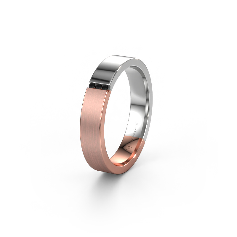Afbeelding van Trouwring WH1103L14AMP 585 rosé goud ±4x1.7 mm Zwarte diamant