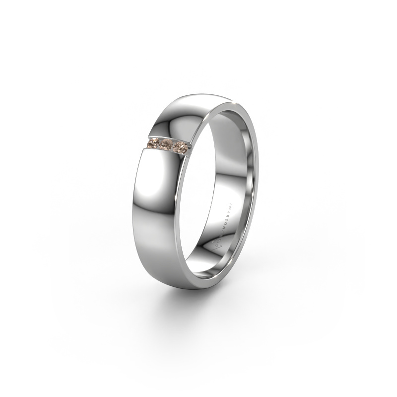 Image of Wedding ring WH1103L25AP 585 white gold ±0.20x0.07 in Brown diamond